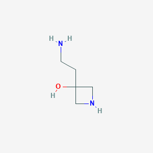 molecular formula C5H12N2O B13001349 3-(2-Aminoethyl)azetidin-3-ol 