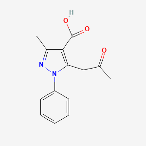 molecular formula C14H14N2O3 B1300135 3-methyl-5-(2-oxopropyl)-1-phenyl-1H-pyrazole-4-carboxylic acid CAS No. 294874-70-7