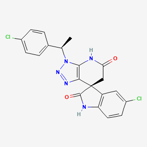 molecular formula C20H15Cl2N5O2 B13001380 (7S)-5'-chloro-3-[(1R)-1-(4-chlorophenyl)ethyl]-1',2',3,4,5,6-hexahydrospiro[[1,2,3]triazolo[4,5-b]pyridine-7,3'-indole]-2',5-dione 