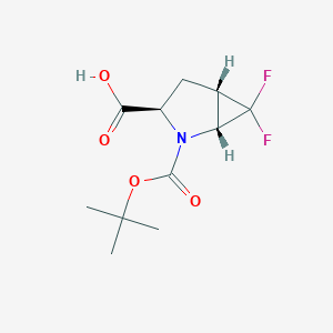 molecular formula C11H15F2NO4 B13001389 (1R,3R,5S)-6,6-difluoro-2-[(2-methylpropan-2-yl)oxycarbonyl]-2-azabicyclo[3.1.0]hexane-3-carboxylic acid 