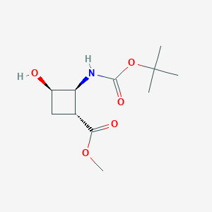 molecular formula C11H19NO5 B13001449 methyl (1R,2S,3R)-3-hydroxy-2-[(2-methylpropan-2-yl)oxycarbonylamino]cyclobutane-1-carboxylate 