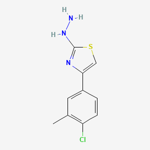 molecular formula C10H10ClN3S B13001489 4-(4-Chloro-3-methylphenyl)-2-hydrazinylthiazole 