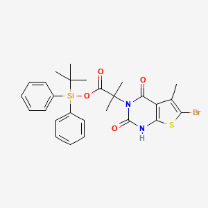 molecular formula C27H29BrN2O4SSi B13001490 tert-butyldiphenylsilyl 2-{6-bromo-5-methyl-2,4-dioxo-1H,2H,3H,4H-thieno[2,3-d]pyrimidin-3-yl}-2-methylpropanoate 