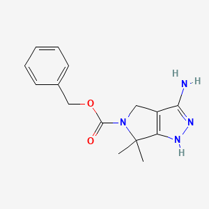 molecular formula C15H18N4O2 B13001504 Benzyl 3-amino-6,6-dimethyl-4,6-dihydropyrrolo[3,4-c]pyrazole-5(1H)-carboxylate 