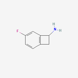 molecular formula C8H8FN B13001521 4-Fluorobicyclo[4.2.0]octa-1,3,5-trien-7-amine 