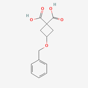 molecular formula C13H14O5 B1300160 3-(Benzyloxy)cyclobutane-1,1-dicarboxylic acid CAS No. 84182-46-7