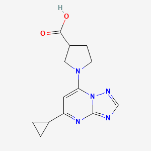 molecular formula C13H15N5O2 B13001652 1-(5-Cyclopropyl-[1,2,4]triazolo[1,5-a]pyrimidin-7-yl)pyrrolidine-3-carboxylic acid 