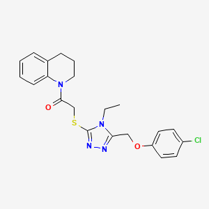 molecular formula C22H23ClN4O2S B13001679 2-((5-((4-Chlorophenoxy)methyl)-4-ethyl-4H-1,2,4-triazol-3-yl)thio)-1-(3,4-dihydroquinolin-1(2H)-yl)ethanone 