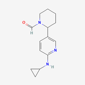 molecular formula C14H19N3O B13001740 2-(6-(Cyclopropylamino)pyridin-3-yl)piperidine-1-carbaldehyde 