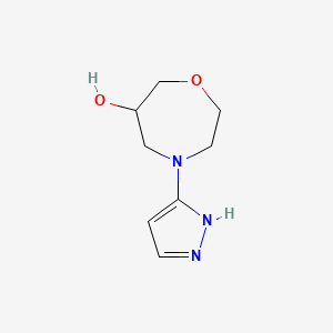 molecular formula C8H13N3O2 B13001747 4-(1H-Pyrazol-3-yl)-1,4-oxazepan-6-ol 