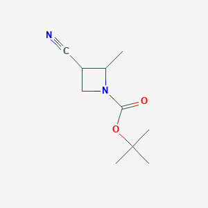 molecular formula C10H16N2O2 B13002053 Tert-butyl3-cyano-2-methylazetidine-1-carboxylate 