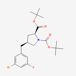 molecular formula C21H29BrFNO4 B13002071 Di-tert-butyl (2S,4S)-4-(3-bromo-5-fluorobenzyl)pyrrolidine-1,2-dicarboxylate 