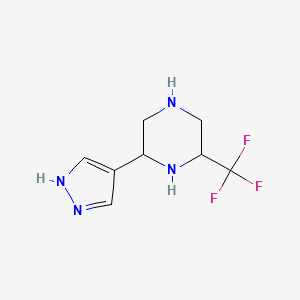 molecular formula C8H11F3N4 B13002155 2-(1H-Pyrazol-4-yl)-6-(trifluoromethyl)piperazine 