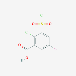 molecular formula C7H3Cl2FO4S B13002189 2-Chloro-3-(chlorosulfonyl)-5-fluorobenzoic acid CAS No. 1242338-93-7