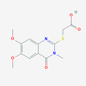 molecular formula C13H14N2O5S B13002224 2-((6,7-Dimethoxy-3-methyl-4-oxo-3,4-dihydroquinazolin-2-yl)thio)acetic acid CAS No. 886500-86-3