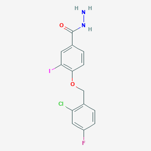 molecular formula C14H11ClFIN2O2 B13002258 4-((2-Chloro-4-fluorobenzyl)oxy)-3-iodobenzohydrazide 