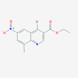 molecular formula C13H11BrN2O4 B13002281 Ethyl 4-bromo-8-methyl-6-nitroquinoline-3-carboxylate 