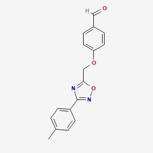 molecular formula C17H14N2O3 B13002284 4-((3-(p-Tolyl)-1,2,4-oxadiazol-5-yl)methoxy)benzaldehyde 