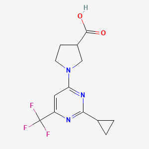 molecular formula C13H14F3N3O2 B13002427 1-(2-Cyclopropyl-6-(trifluoromethyl)pyrimidin-4-yl)pyrrolidine-3-carboxylic acid 