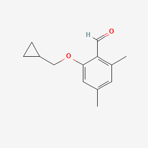 molecular formula C13H16O2 B13002489 2-(Cyclopropylmethoxy)-4,6-dimethylbenzaldehyde 