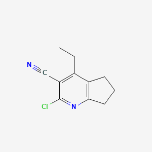 molecular formula C11H11ClN2 B13002536 2-Chloro-4-ethyl-6,7-dihydro-5H-cyclopenta[b]pyridine-3-carbonitrile 