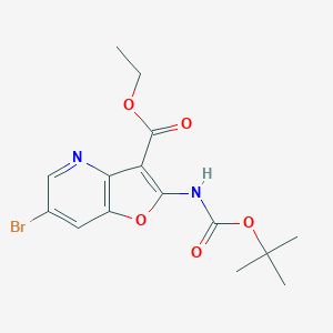 molecular formula C15H17BrN2O5 B13002539 Ethyl 6-bromo-2-((tert-butoxycarbonyl)amino)furo[3,2-b]pyridine-3-carboxylate 