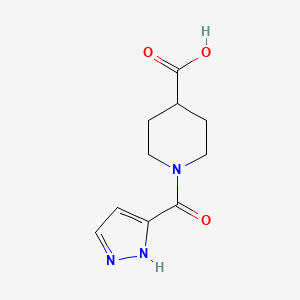 molecular formula C10H13N3O3 B13002659 1-(1H-Pyrazole-3-carbonyl)piperidine-4-carboxylic acid 