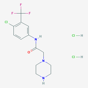 molecular formula C13H17Cl3F3N3O B13002769 N-[4-chloro-3-(trifluoromethyl)phenyl]-2-piperazin-1-ylacetamide dihydrochloride 