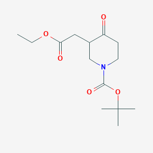 molecular formula C14H23NO5 B13002792 Tert-butyl 3-(2-ethoxy-2-oxoethyl)-4-oxopiperidine-1-carboxylate 