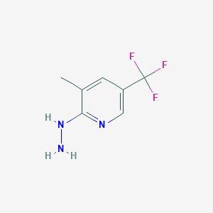 molecular formula C7H8F3N3 B13002801 2-Hydrazinyl-3-methyl-5-(trifluoromethyl)pyridine 