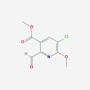 molecular formula C9H8ClNO4 B13002856 Methyl 5-chloro-2-formyl-6-methoxynicotinate 