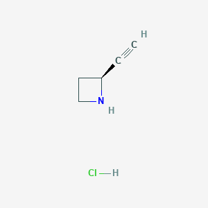 molecular formula C5H8ClN B13002910 (S)-2-Ethynylazetidinehydrochloride 