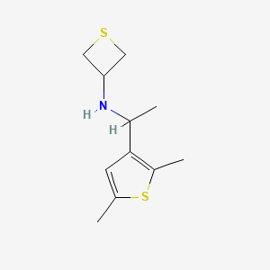 molecular formula C11H17NS2 B13003037 N-(1-(2,5-Dimethylthiophen-3-yl)ethyl)thietan-3-amine 