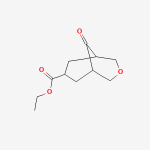 molecular formula C11H16O4 B13003102 Ethyl 9-oxo-3-oxabicyclo[3.3.1]nonane-7-carboxylate 