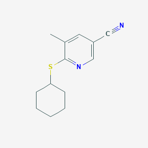 molecular formula C13H16N2S B13003156 6-(Cyclohexylthio)-5-methylnicotinonitrile 