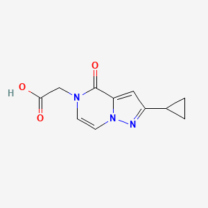 molecular formula C11H11N3O3 B13003157 2-(2-Cyclopropyl-4-oxopyrazolo[1,5-a]pyrazin-5(4H)-yl)acetic acid 