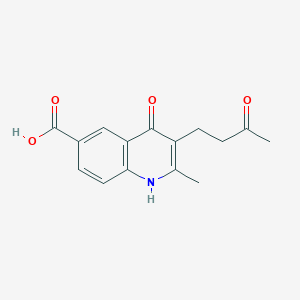 molecular formula C15H15NO4 B1300316 4-Hydroxy-2-methyl-3-(3-oxo-butyl)-quinoline-6-carboxylic acid CAS No. 36164-38-2