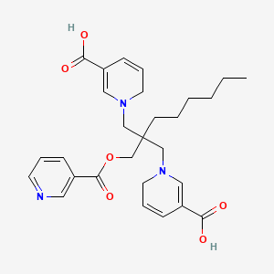 1-[2-[(5-carboxy-2H-pyridin-1-yl)methyl]-2-(pyridine-3-carbonyloxymethyl)octyl]-2H-pyridine-5-carboxylic acid