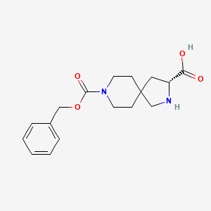 molecular formula C17H22N2O4 B13003188 (R)-8-((Benzyloxy)carbonyl)-2,8-diazaspiro[4.5]decane-3-carboxylicacid 