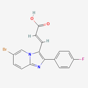 molecular formula C16H10BrFN2O2 B13003250 3-[6-Bromo-2-(4-fluorophenyl)imidazo[1,2-a]pyridin-3-yl]acrylic acid 