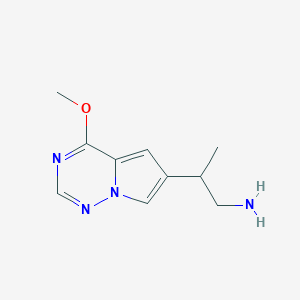 molecular formula C10H14N4O B13003289 2-(4-Methoxypyrrolo[2,1-f][1,2,4]triazin-6-yl)propan-1-amine 