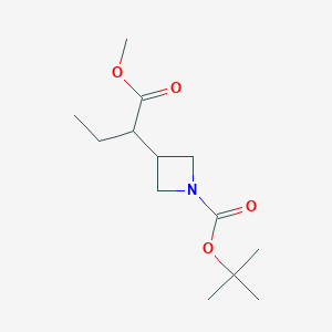 molecular formula C13H23NO4 B13003366 t-Butyl 3-[1-(methoxycarbonyl)propyl]azetidine-1-carboxylate 