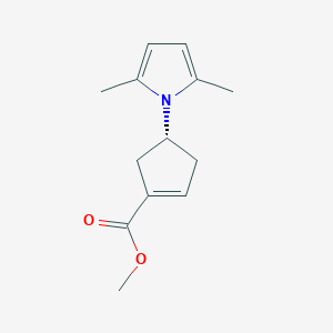 molecular formula C13H17NO2 B13003442 Methyl (R)-4-(2,5-dimethyl-1H-pyrrol-1-yl)cyclopent-1-ene-1-carboxylate 