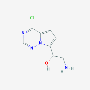 molecular formula C8H9ClN4O B13003511 2-Amino-1-(4-chloropyrrolo[2,1-f][1,2,4]triazin-7-yl)ethan-1-ol 