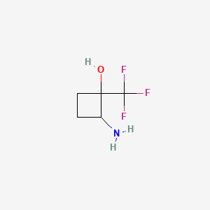 molecular formula C5H8F3NO B13003545 2-Amino-1-(trifluoromethyl)cyclobutan-1-ol 