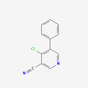 molecular formula C12H7ClN2 B13003552 4-Chloro-5-phenylnicotinonitrile 