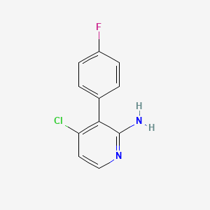 molecular formula C11H8ClFN2 B13003619 4-Chloro-3-(4-fluorophenyl)pyridin-2-amine 