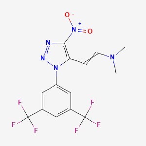 molecular formula C14H11F6N5O2 B1300380 (E)-2-{1-[3,5-bis(trifluoromethyl)phenyl]-4-nitro-1H-1,2,3-triazol-5-yl}-N,N-dimethyl-1-ethenamine 