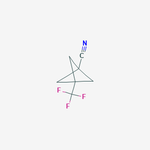 molecular formula C7H6F3N B13003856 3-(Trifluoromethyl)bicyclo[1.1.1]pentane-1-carbonitrile 