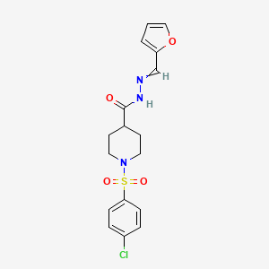molecular formula C17H18ClN3O4S B1300386 1-[(4-chlorophenyl)sulfonyl]-N'-[(E)-2-furylmethylidene]-4-piperidinecarbohydrazide 